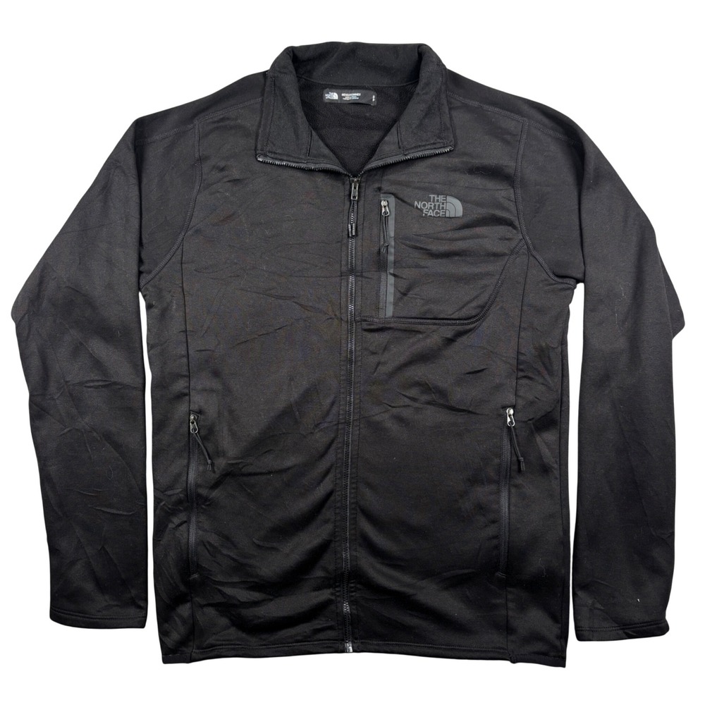 The North Face Fleece Jacket Mens Small Black Full Zip Chest Pocket 01395